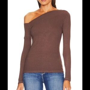 Michael Lauren Off-Shoulder Sweater in Brownie
